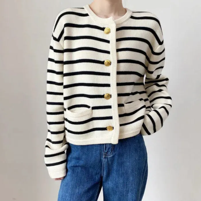 French Girl Striped Cardigan