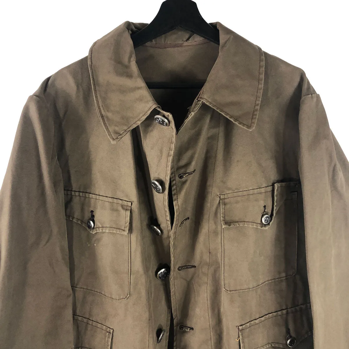 French Vintage Impermeable Light Canvas Hunting Jacket