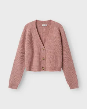 Girls Holly Boxy Short Knit Cardigan in Deauville Mauve