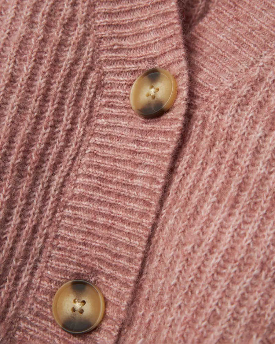 Girls Holly Boxy Short Knit Cardigan in Deauville Mauve