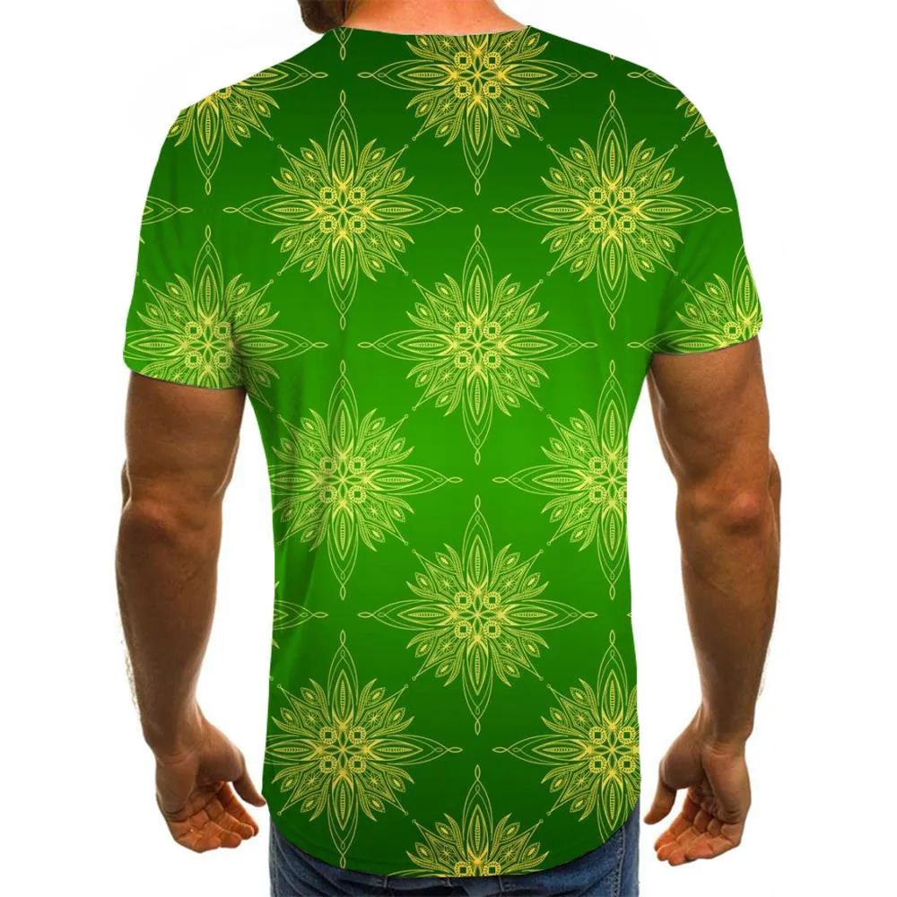 green geometric pattern t shirt tee shirt special texture different Cool men art costume