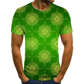 green geometric pattern t shirt tee shirt special texture different Cool men art costume