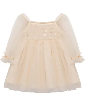 Habitual Girls Babydoll Tulle Dress in Light Peach