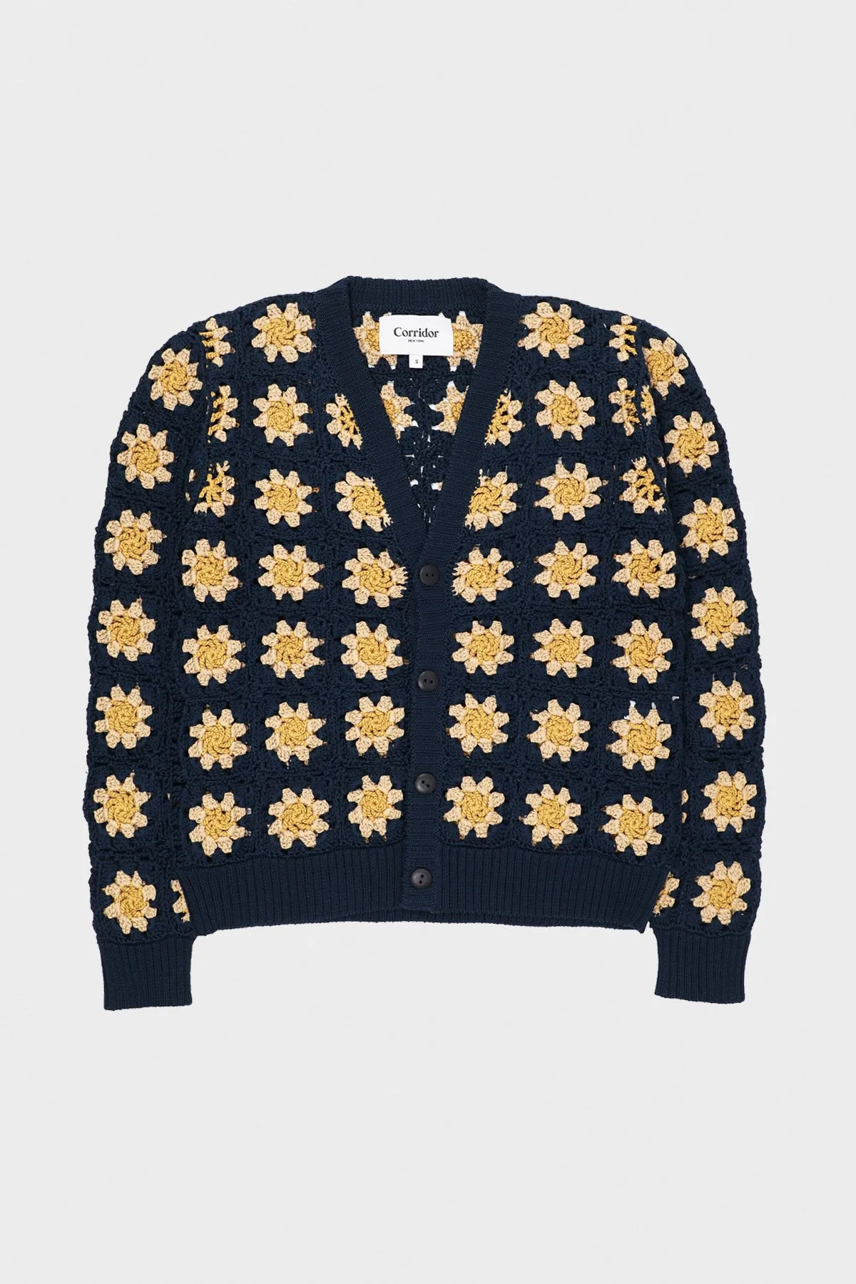 Hand Crochet Pima Cardigan - Navy