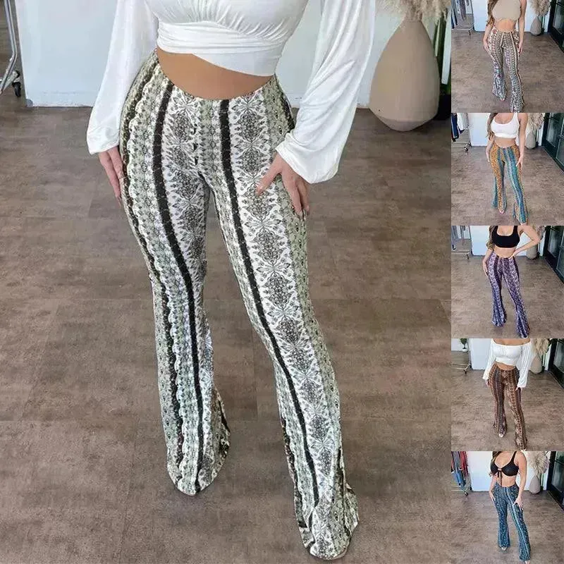 High Elastic Tight Pants Slim Charming Print Trousers Womens Clothing