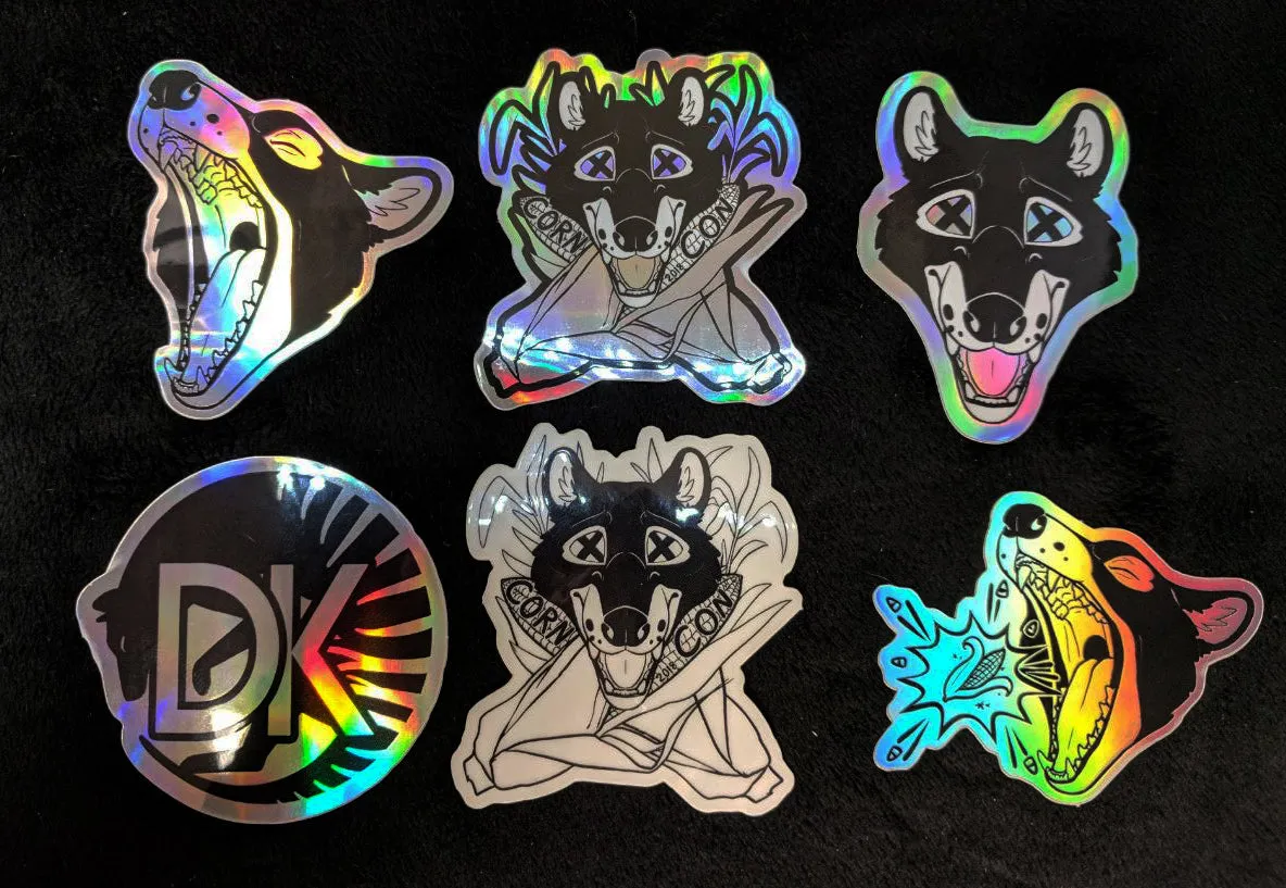 Holographic CornCon Head Logo Sticker