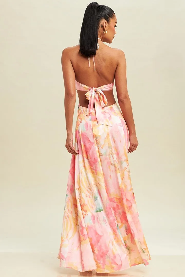 Hope Pastel Tie Back Halterneck Maxi Dress