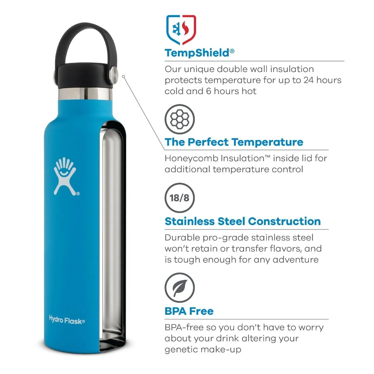 'Hydro Flask' 21 oz. Standard Mouth w/Flex Cap - Cobalt