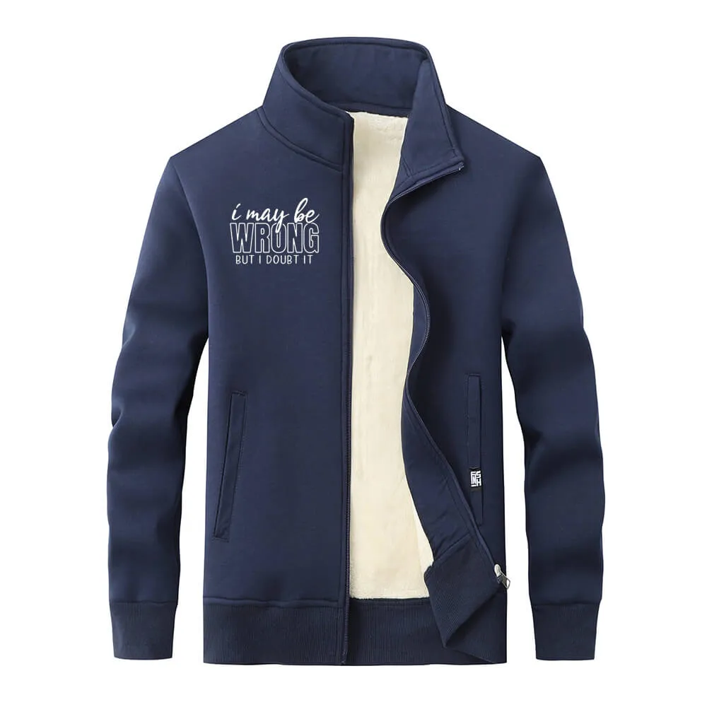 I May Be Wrong  Stand Collar Zip Fleece Sherpa Cardigan