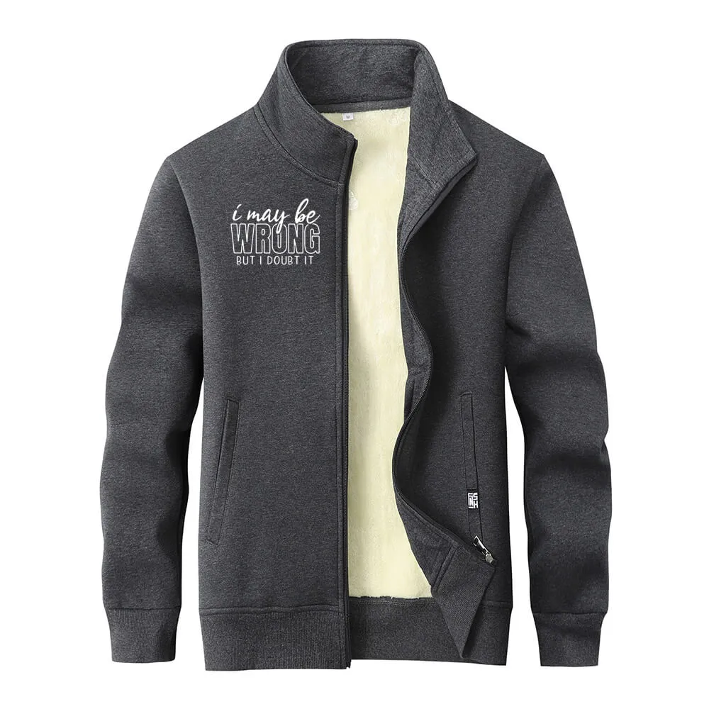 I May Be Wrong  Stand Collar Zip Fleece Sherpa Cardigan