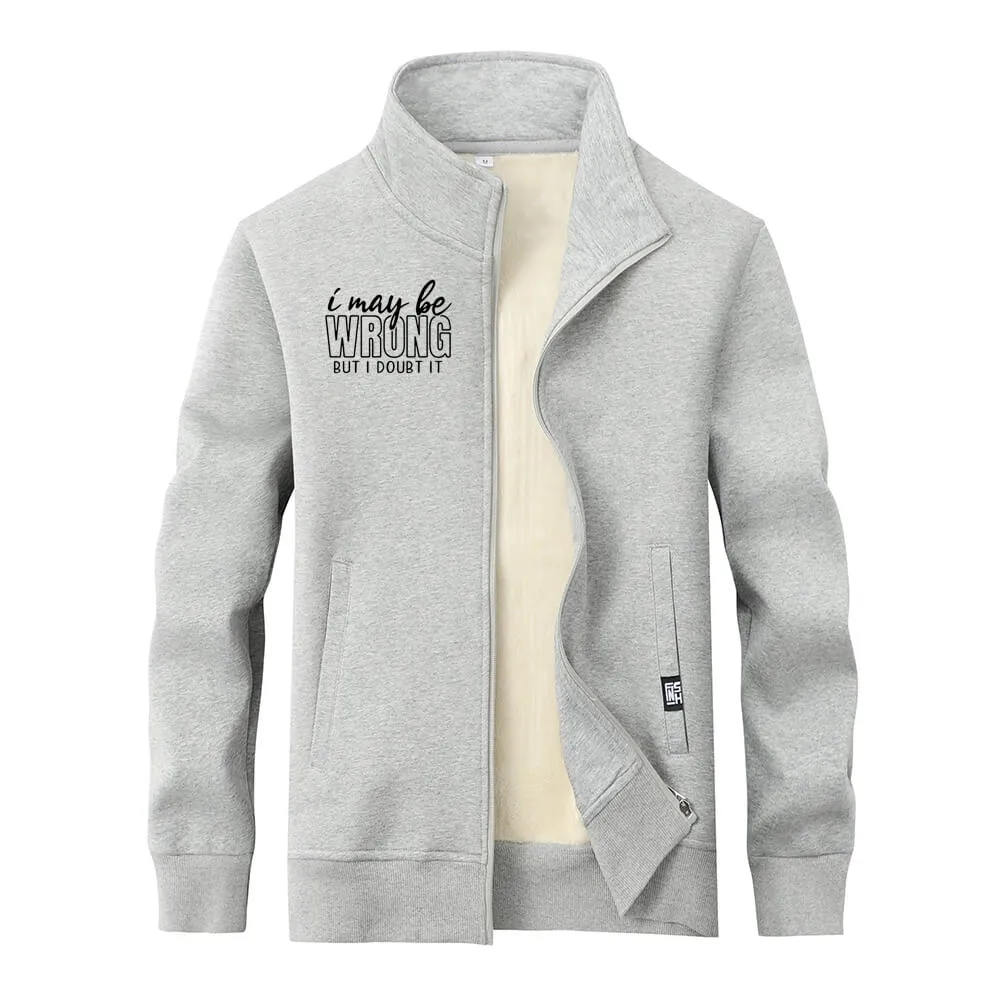 I May Be Wrong  Stand Collar Zip Fleece Sherpa Cardigan