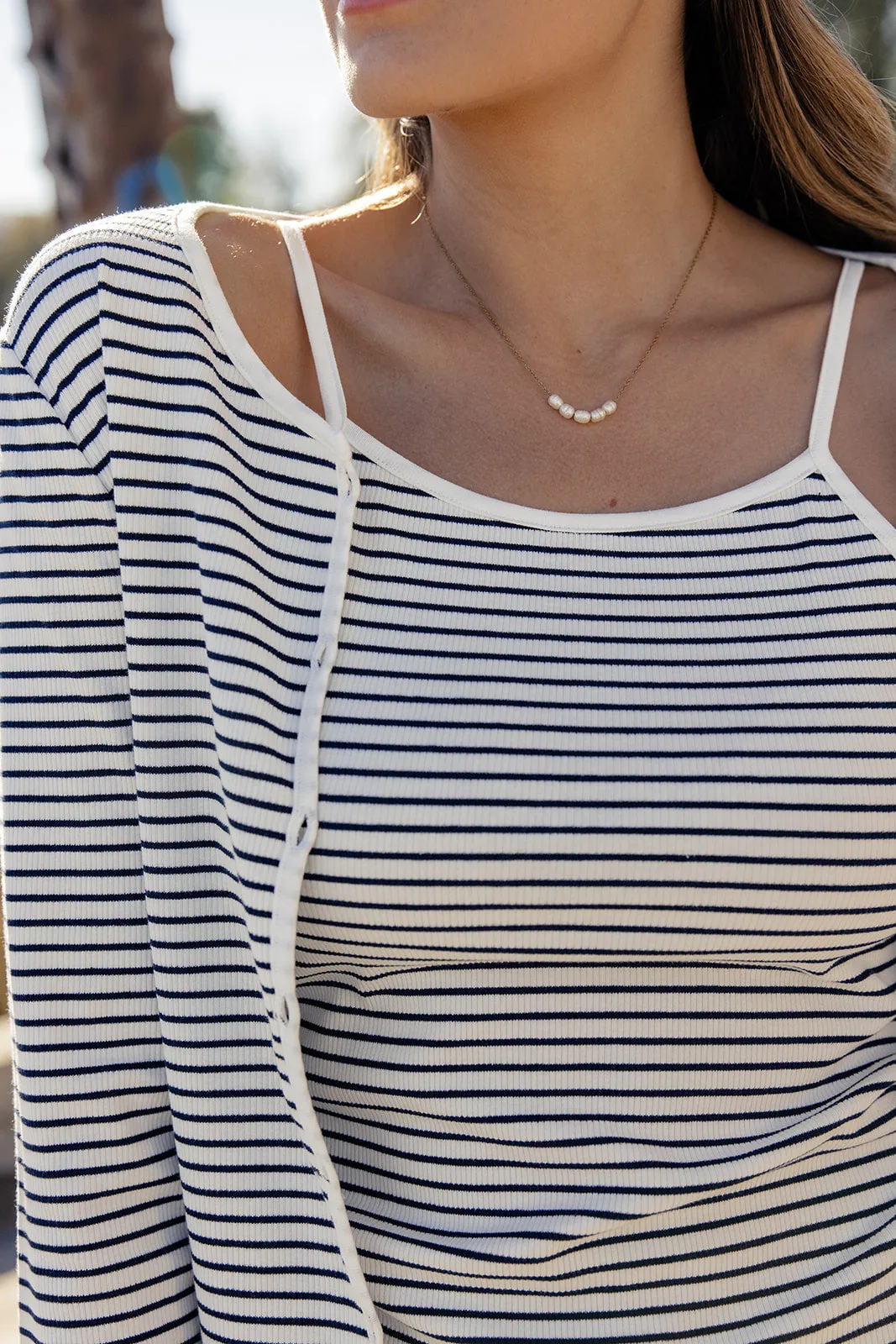 Jeanne Stripe Tank   Cardigan