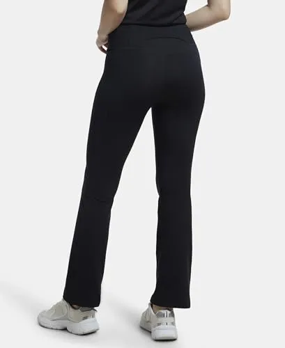 Jockey MW77 Women's Microfiber Elastane Stretch Regular Fit Flared Pants with StayFresh Treatment_Black_M