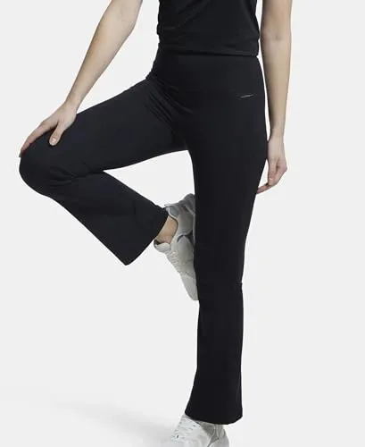 Jockey MW77 Women's Microfiber Elastane Stretch Regular Fit Flared Pants with StayFresh Treatment_Black_M