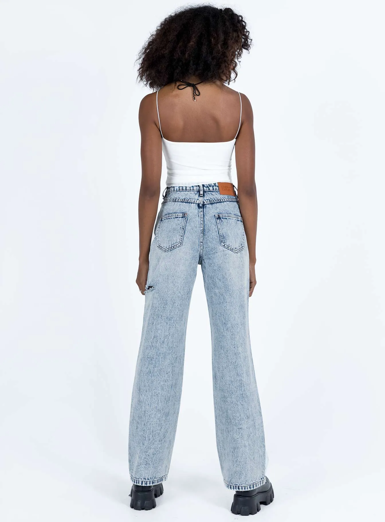 Johnston Wide Leg Jeans Mid Wash Blue