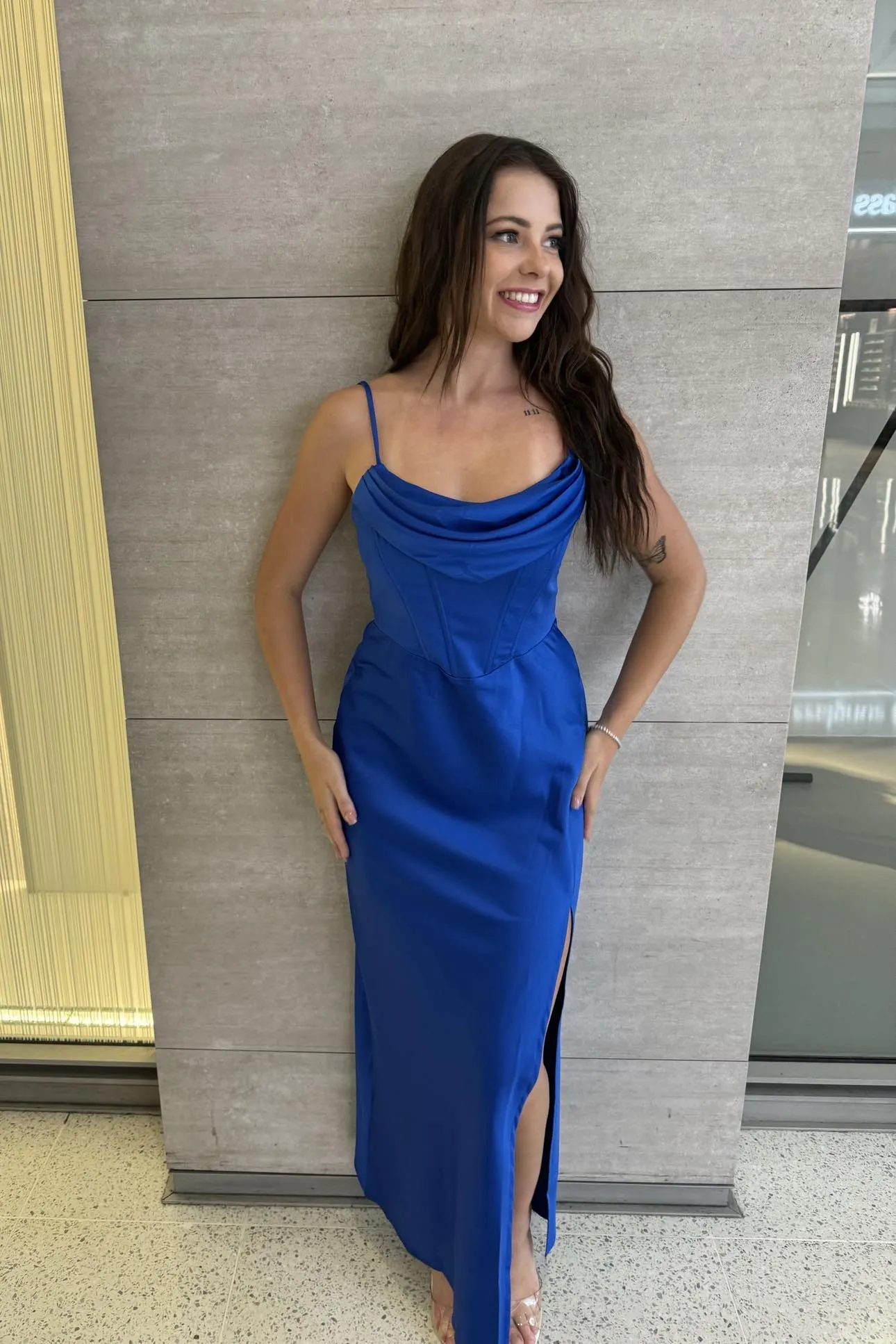 Kiki Satin Formal Dress - Cobalt/Navy