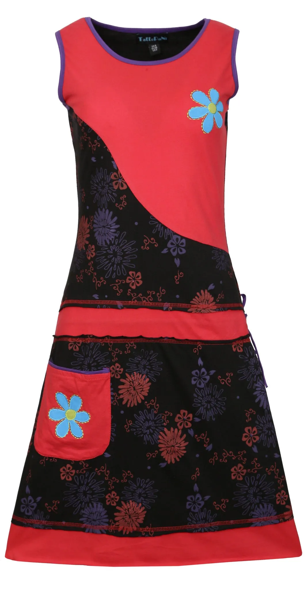 Ladies Dress With Flower Patches & Embroidery.