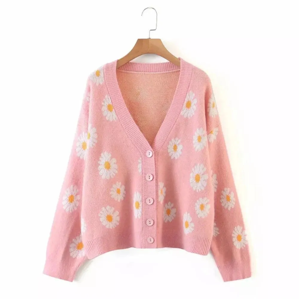 Little Daisy V-Neck Oversize Cardigan