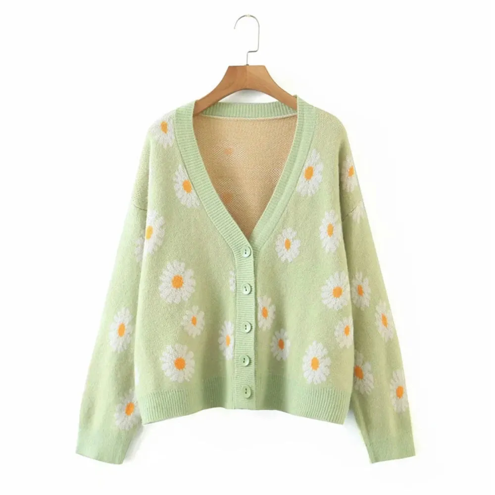 Little Daisy V-Neck Oversize Cardigan