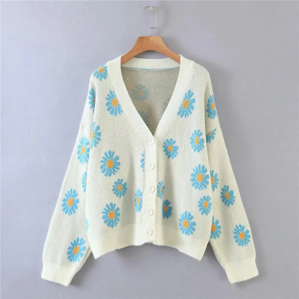 Little Daisy V-Neck Oversize Cardigan