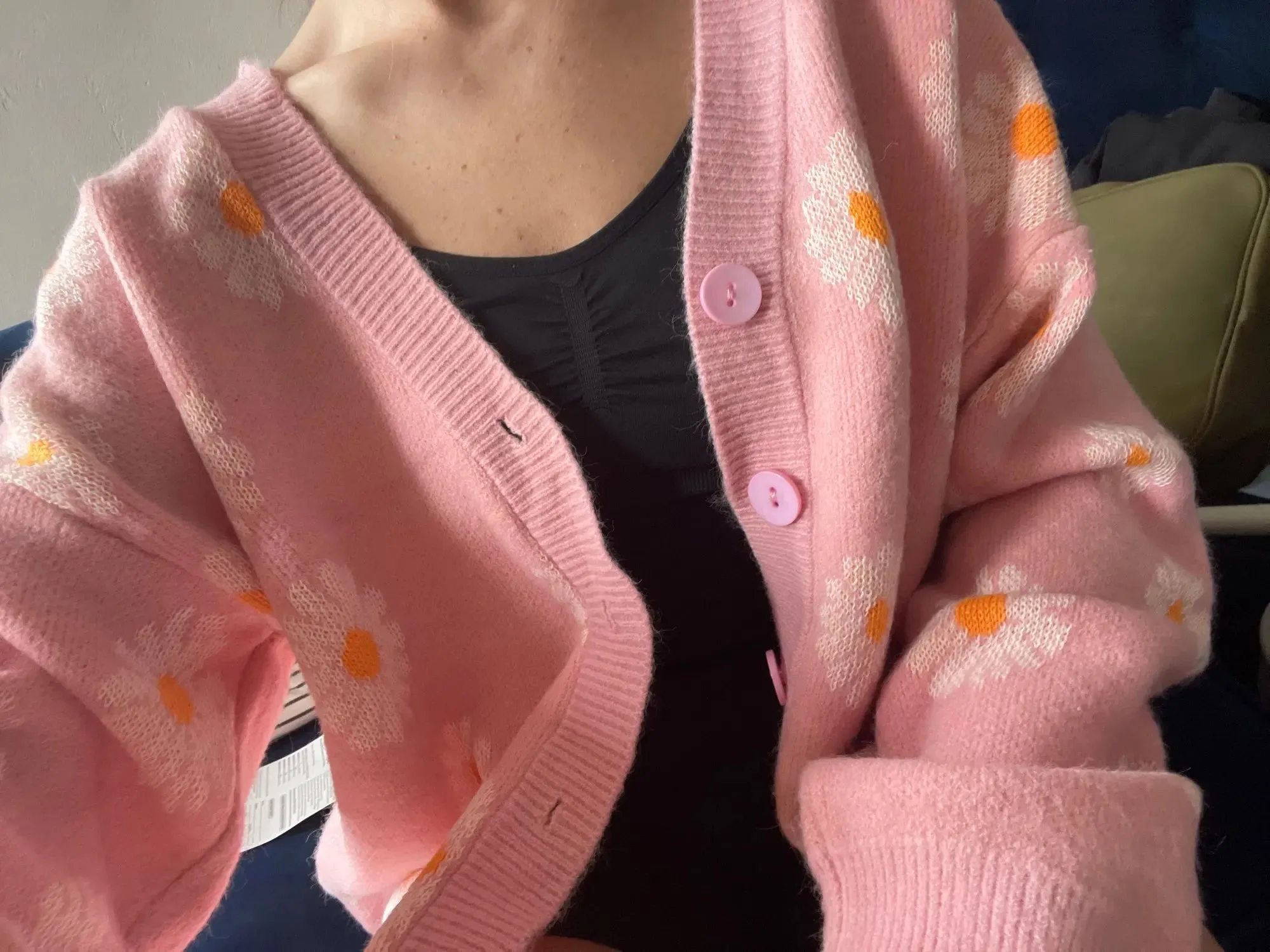 Little Daisy V-Neck Oversize Cardigan