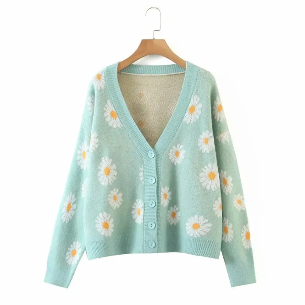 Little Daisy V-Neck Oversize Cardigan