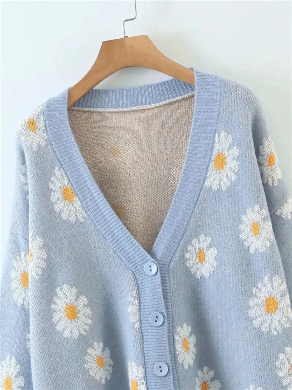 Little Daisy V-Neck Oversize Cardigan