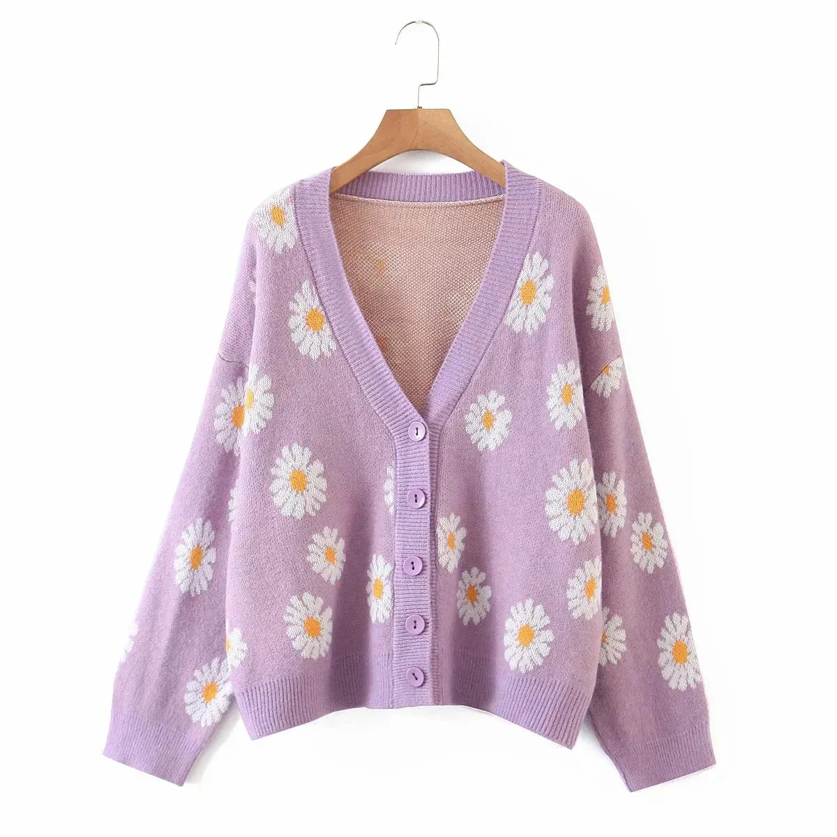 Little Daisy V-Neck Oversize Cardigan