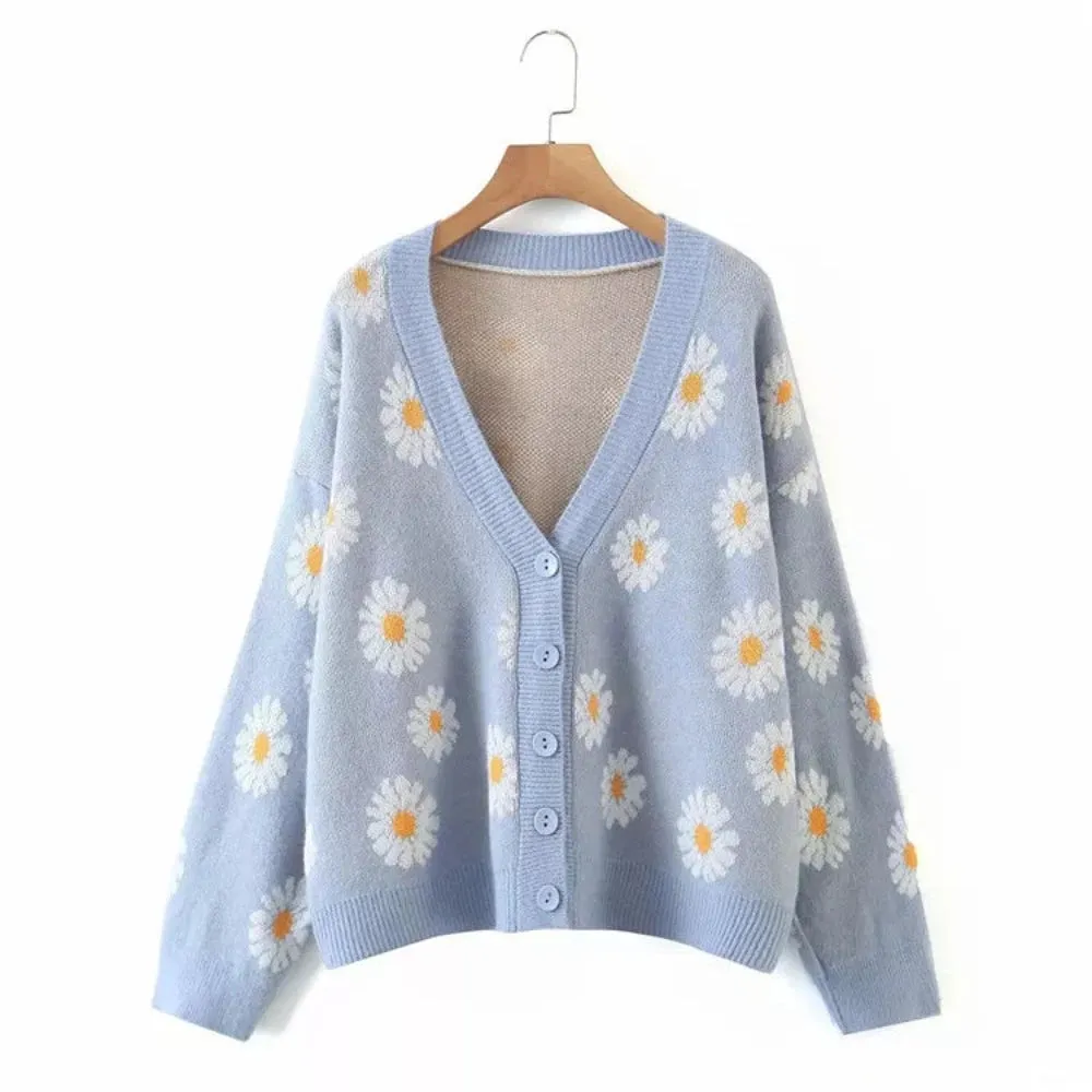 Little Daisy V-Neck Oversize Cardigan