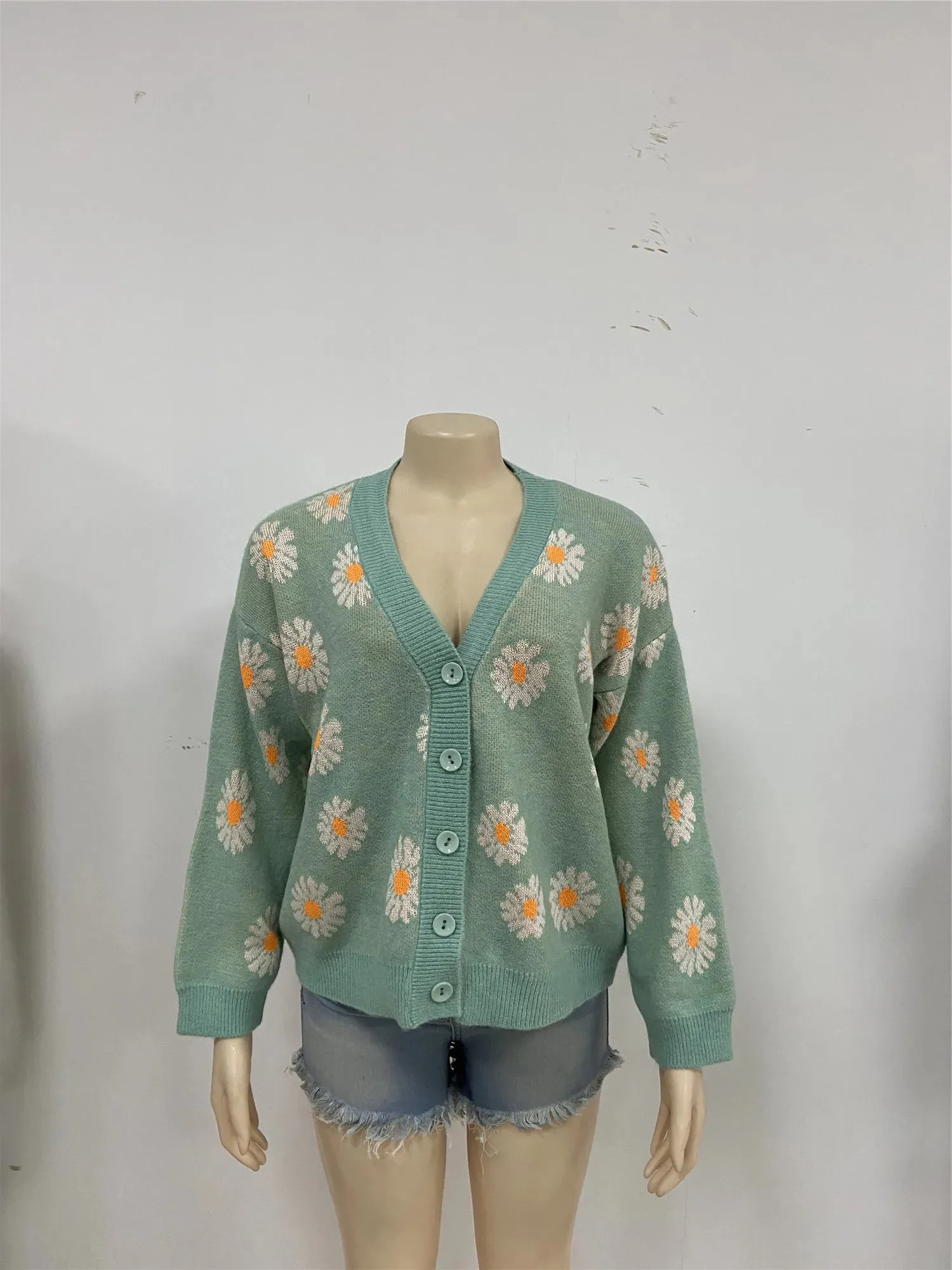 Little Daisy V-Neck Oversize Cardigan