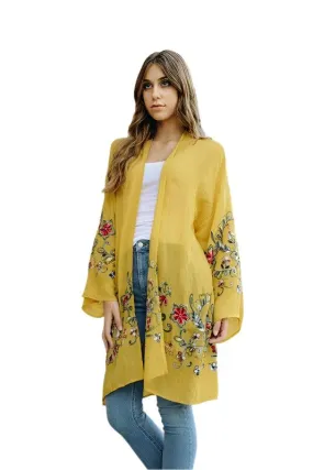 Long Floral Kimono Cardigan