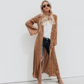 Long Tan Kimono Cardigan