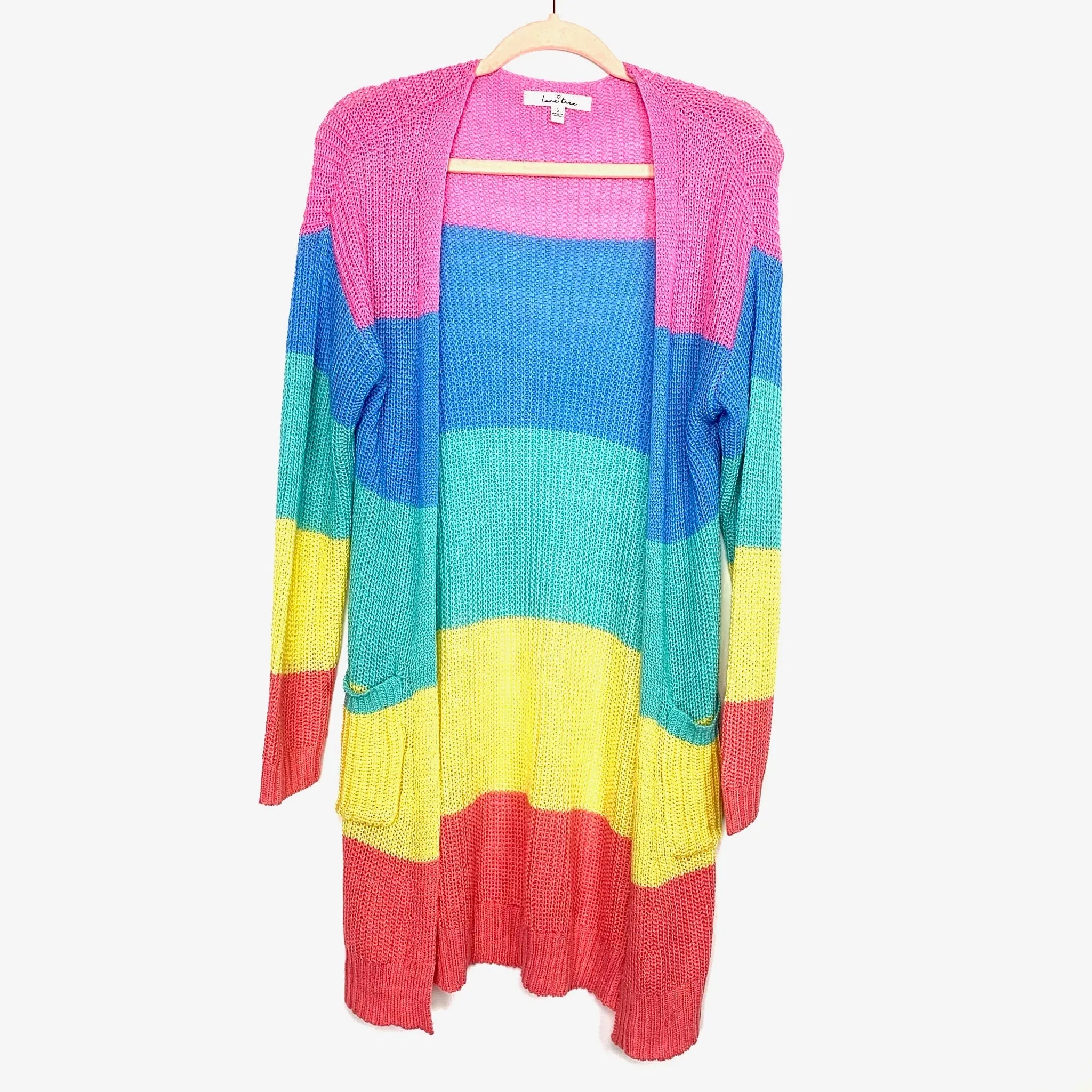 Love Tree Rainbow Color Block Duster Cardigan- Size S