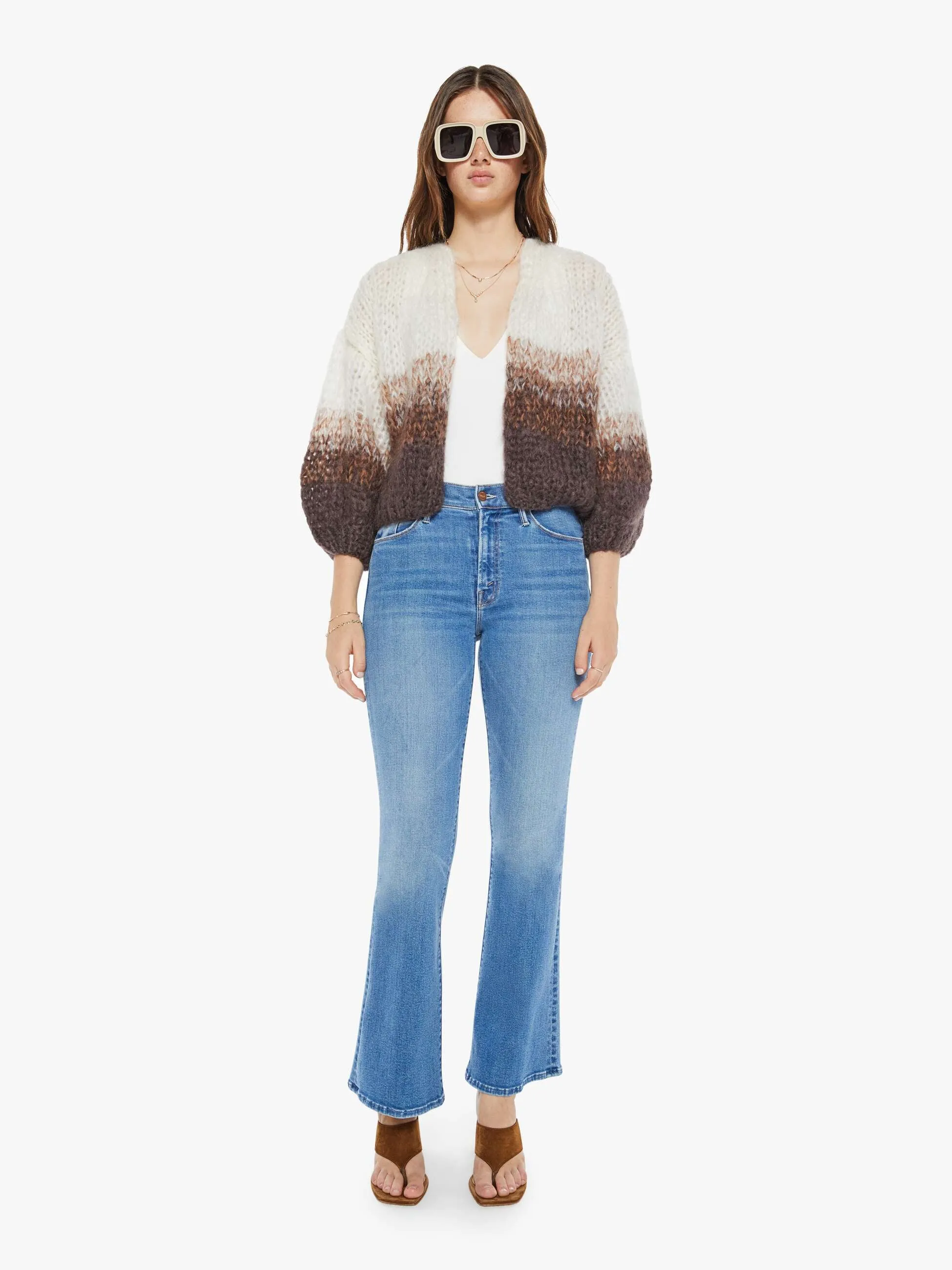 Maiami Mohair Bomber Cardigan - Brown Creme