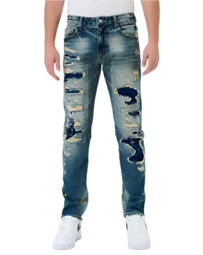 Mens Boro Repair Straight Denim Jeans