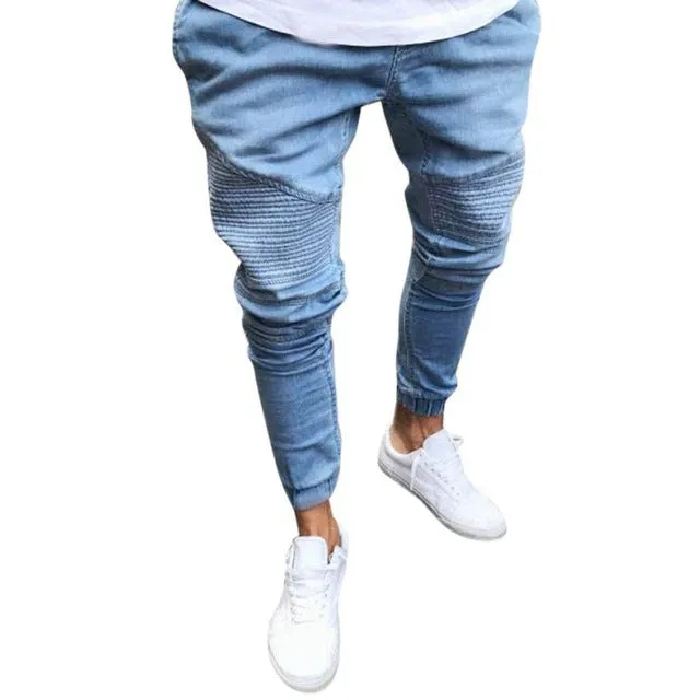 Men's denim feet Jeans pants Stretchy Slim Fit