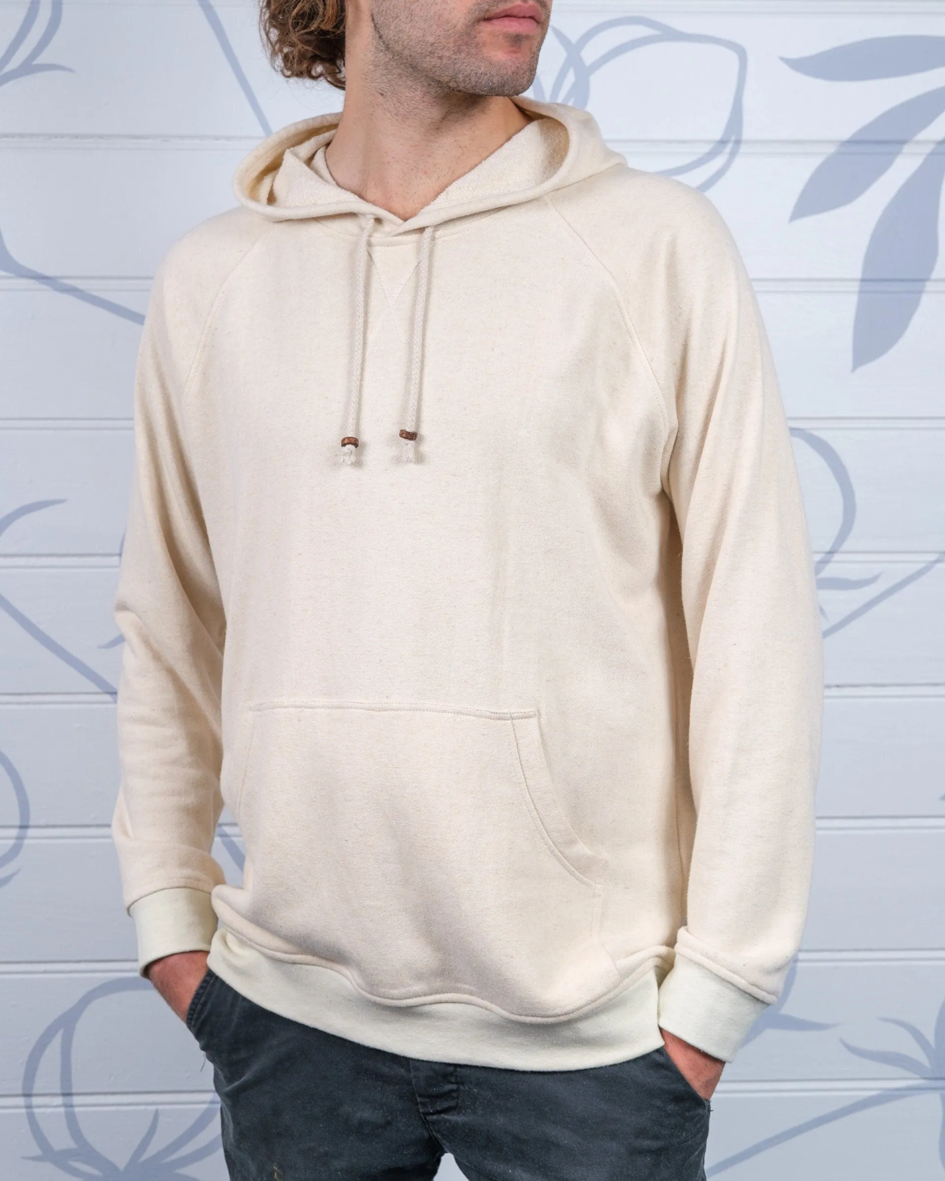 Mens Hemp and Cotton fleece Hoody - Cream Jumper