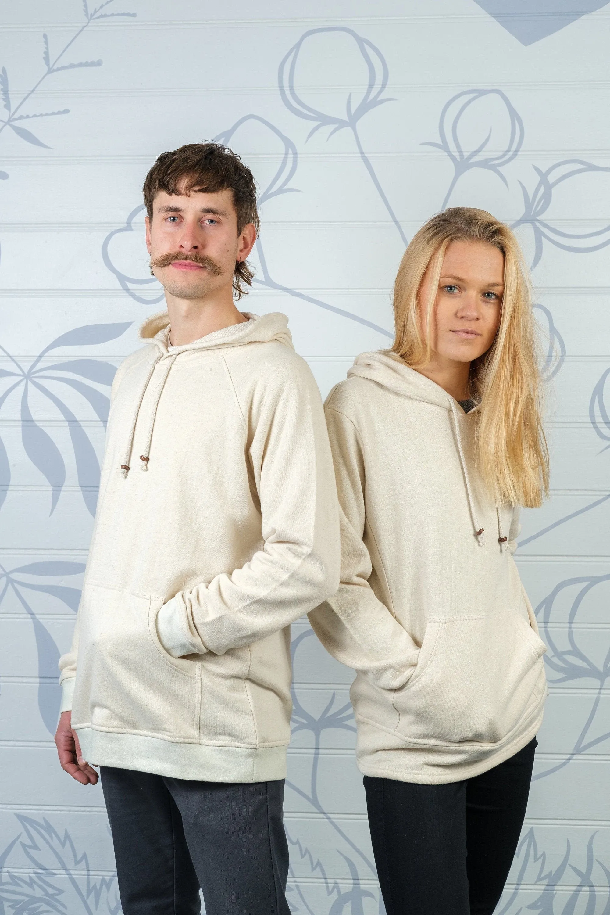 Mens Hemp and Cotton fleece Hoody - Cream Jumper