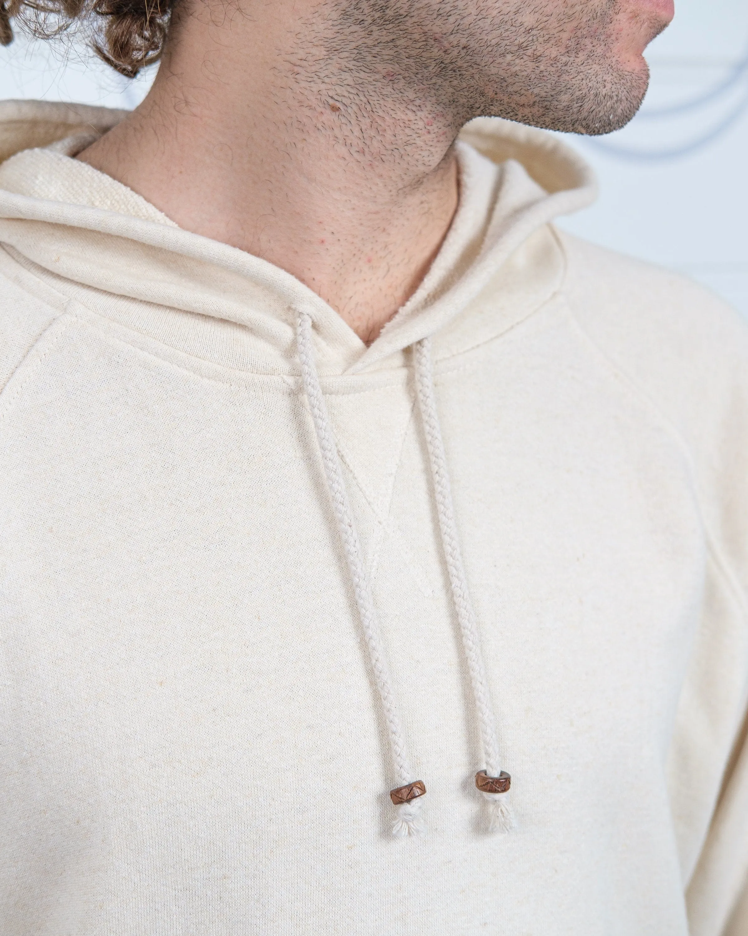 Mens Hemp and Cotton fleece Hoody - Cream Jumper