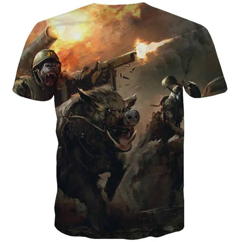 Military T shirts Men War T-shirts 3d Animal Shirt Print Flame Tshirt Printed