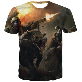 Military T shirts Men War T-shirts 3d Animal Shirt Print Flame Tshirt Printed