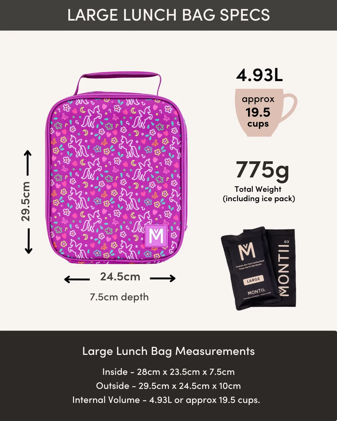 MontiiCo Large Insulated Lunch Bag - Ripple Camellia