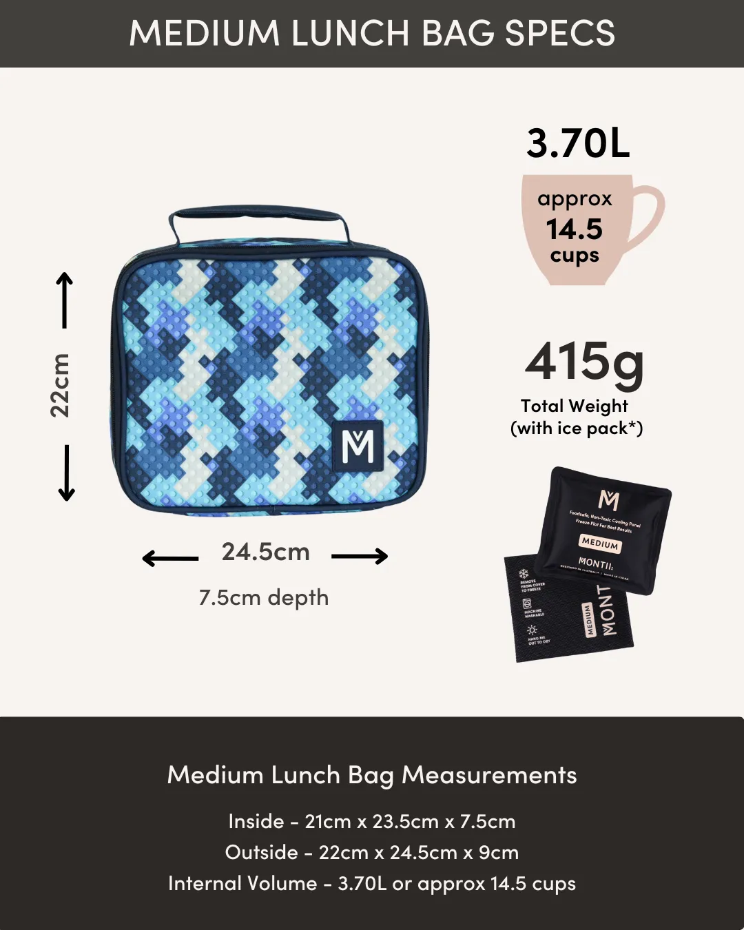 MontiiCo Medium Insulated Lunch Bag - Nova