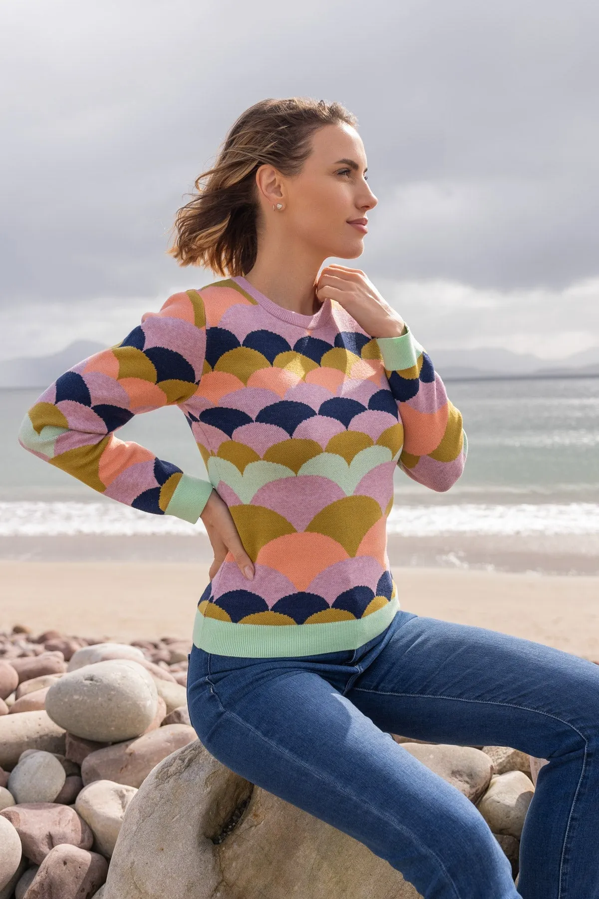 Multicolour Geo Jacquard Knit Jumper