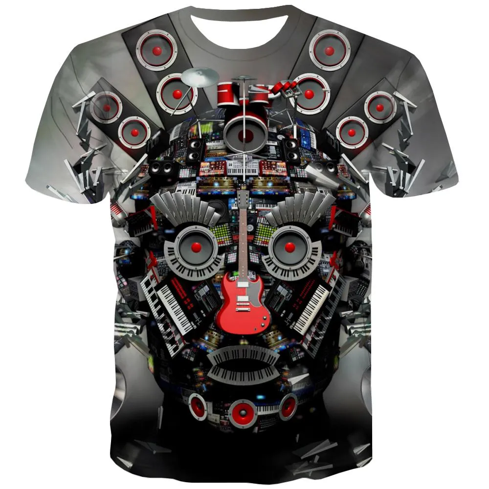 Music T shirts Men Instrument Tshirts Novelty Retro Tshirt Anime Electronic Tshirts Cool