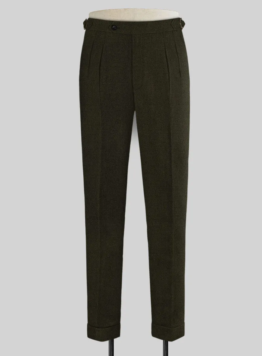 Naples Dark Green Highland Tweed Trousers