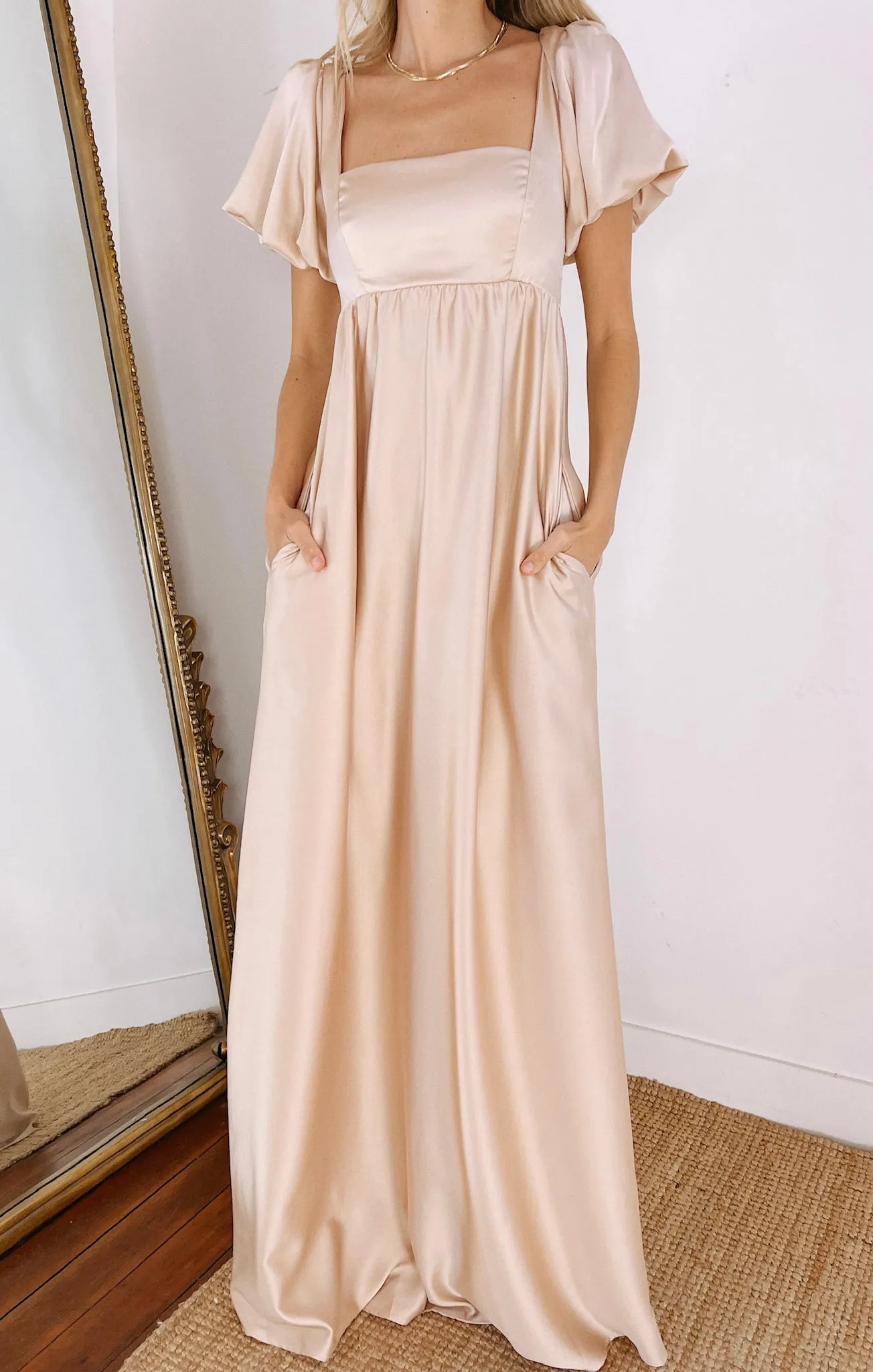 Nora Maxi Dress ~ Champagne Luxe Satin