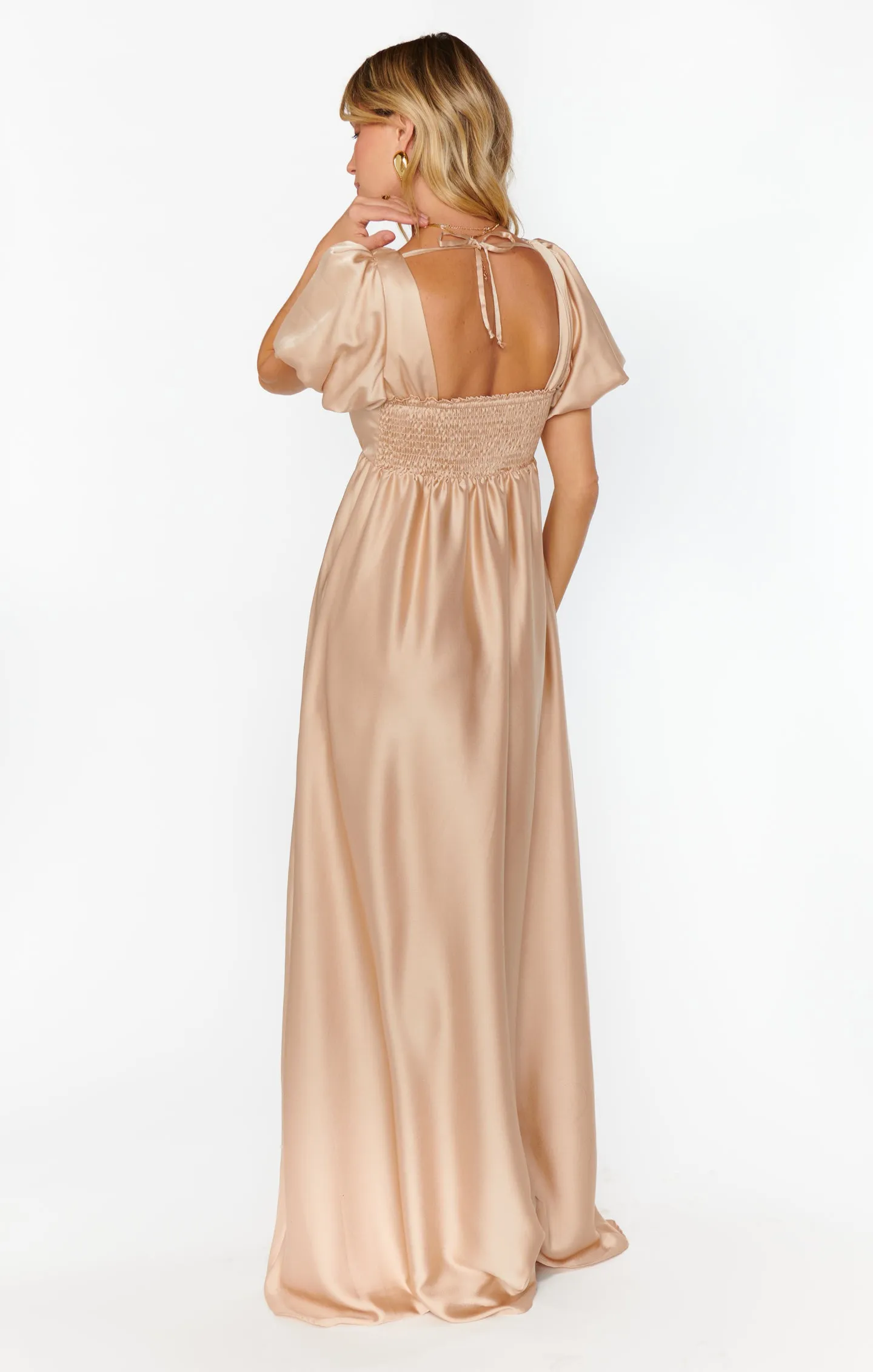 Nora Maxi Dress ~ Champagne Luxe Satin