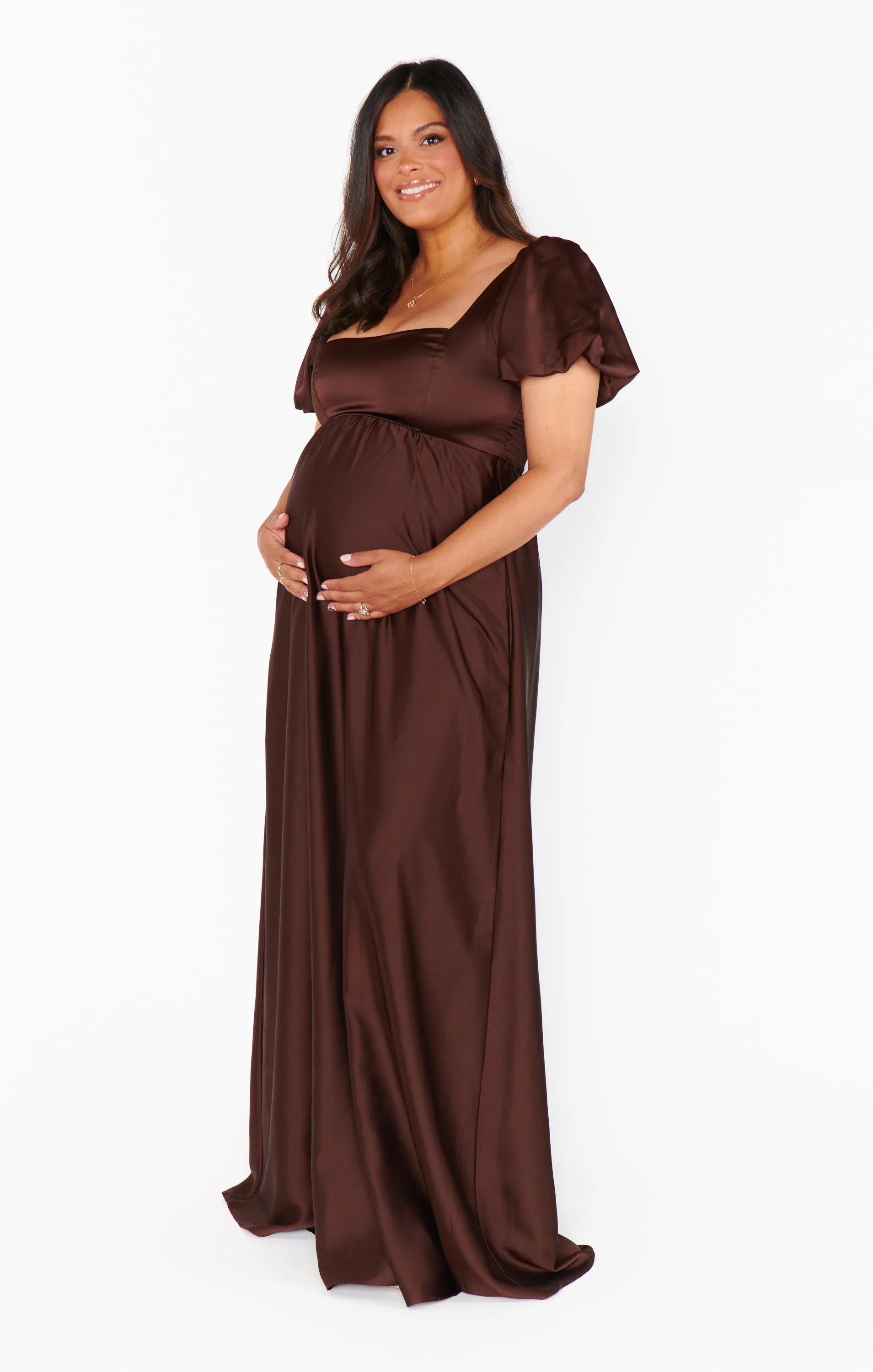 Nora Maxi Dress ~ Chocolate Luxe Satin