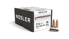 Nosler 22 cal 62gr HP Varmageddon Projectiles - 100pk